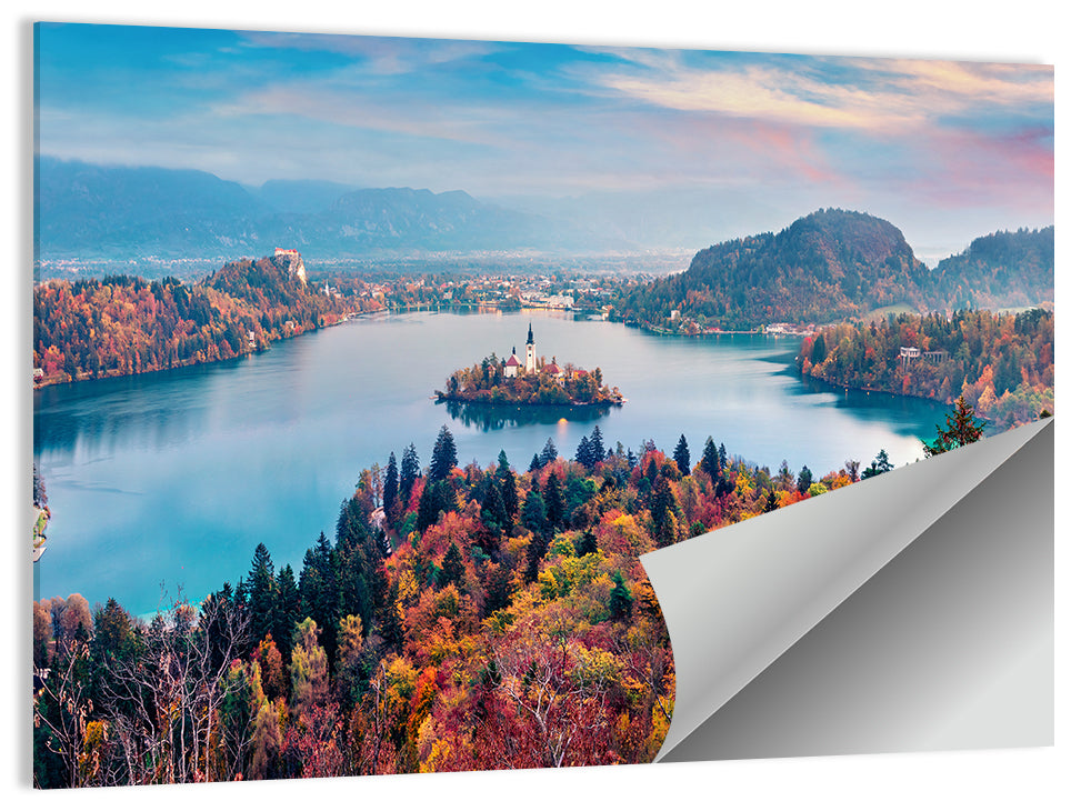 Sunset Over Lake Bled Wall Art