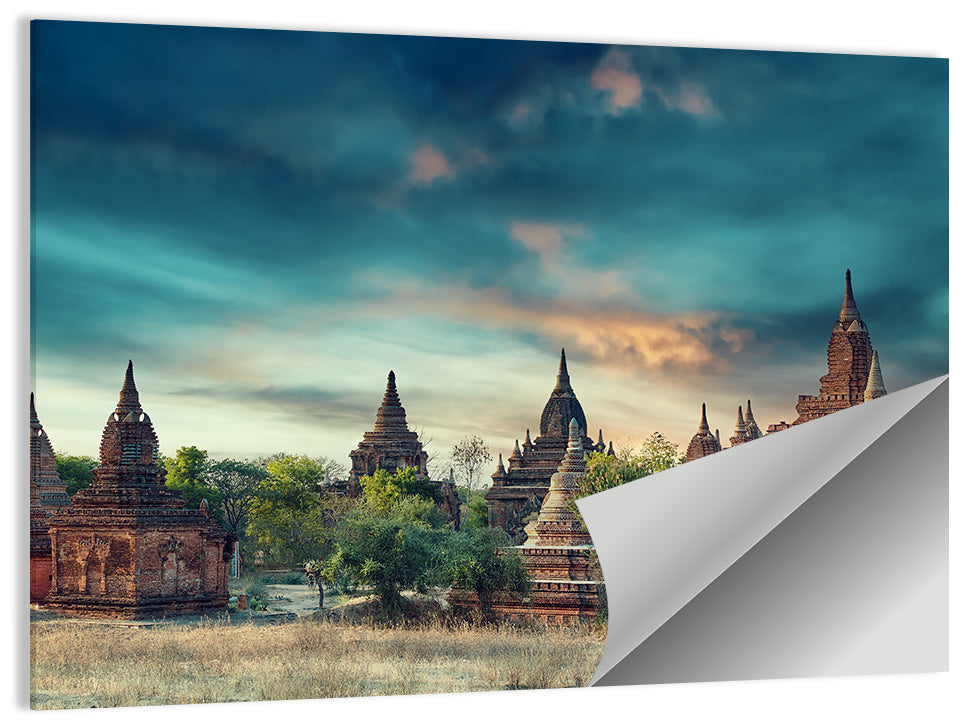 Bagan Ancient Pagodas at Sunrise Wall Art