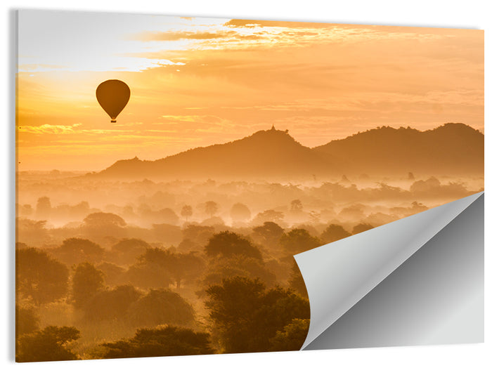 Hot Air Balloon Over Old Bagan Wall Art as a poster print