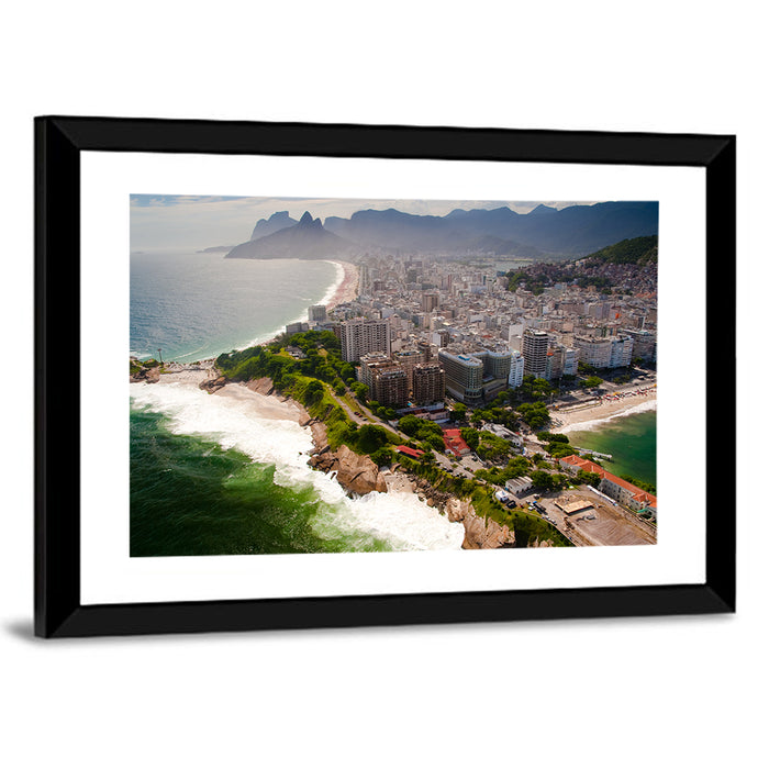 Ipanema Coast Aerial View Wall Art as a framed print