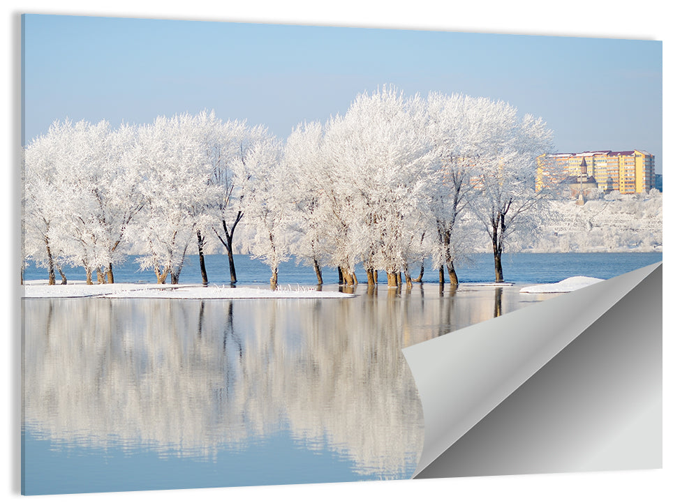 Winter Lake Reflection Wall Art