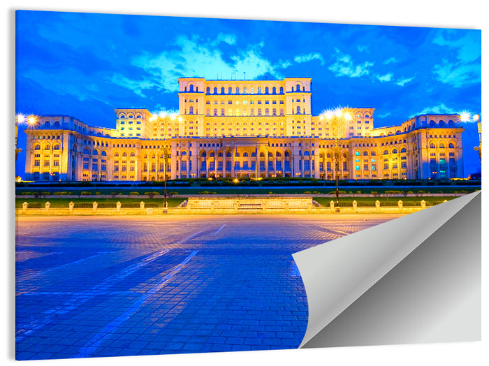 Palace of the Parliament at Twilight Wall Art as a poster print