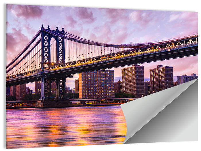 Manhattan Bridge at Dusk Wall Art as a poster print