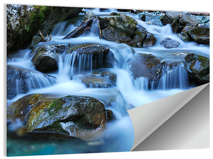 Mossy Rock Stream with Silky Waterfall Wall Art as a poster print