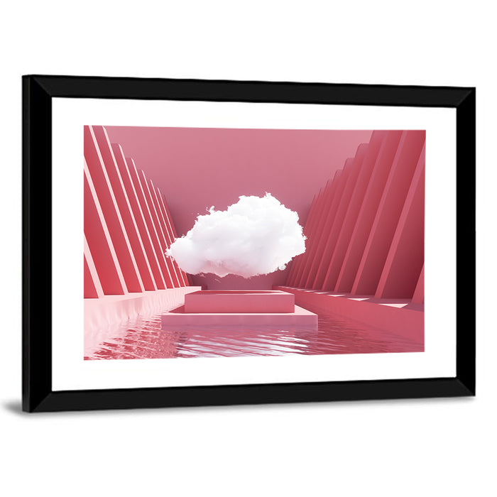 Pink Cloud Over Pool Wall Art as a framed print
