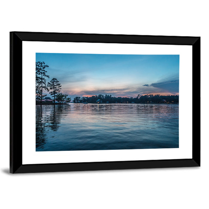 Lake Wateree Twilight Reflection Wall Art as a framed print