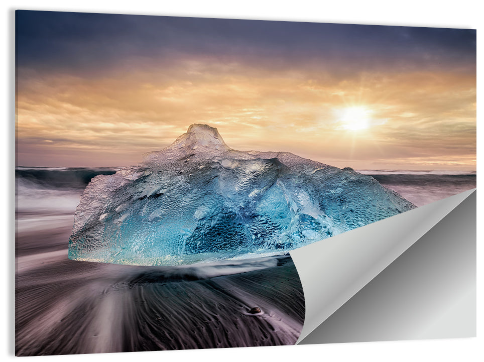 Diamond Beach Iceberg at Sunset Wall Art