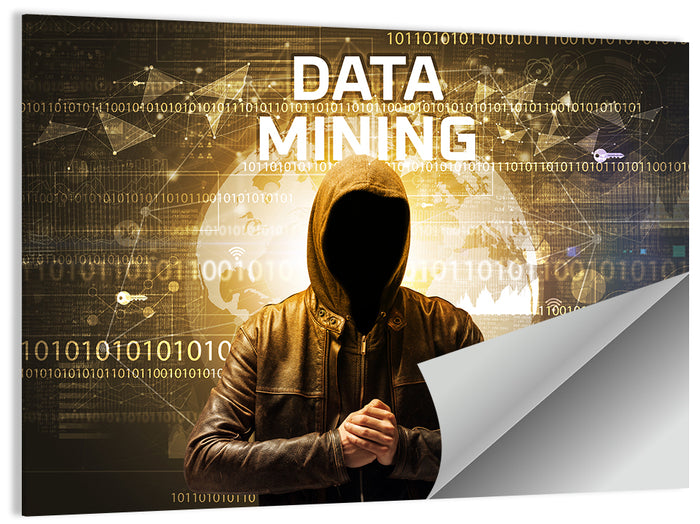 Hooded Hacker Data Mining Concept Wall Art as a poster print