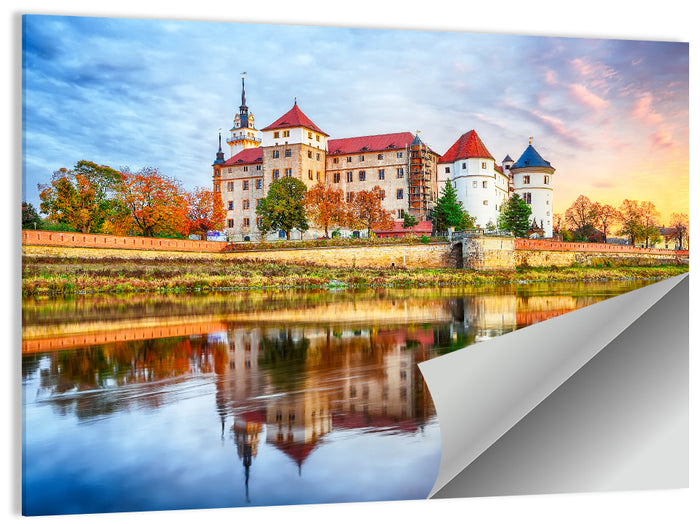 Hartenfels Castle Sunset Reflection Wall Art as a poster print