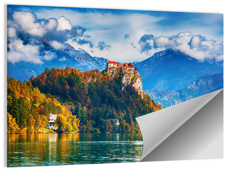 Bled Castle with Rowboat Wall Art