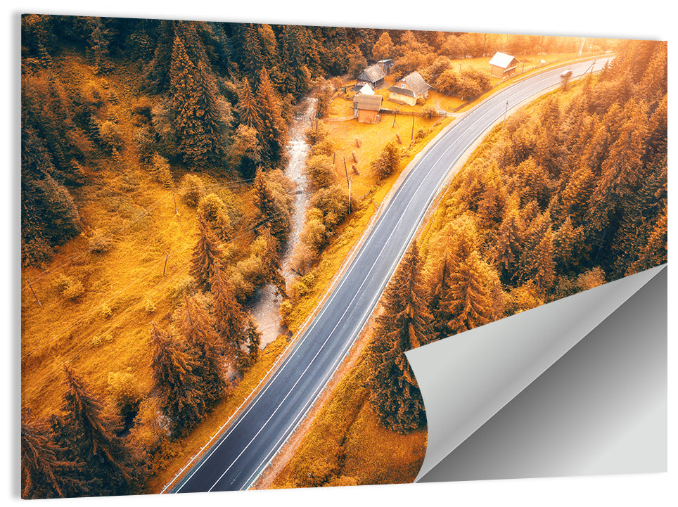 Carpathian Autumn Road Wall Art, poster print, landscape
