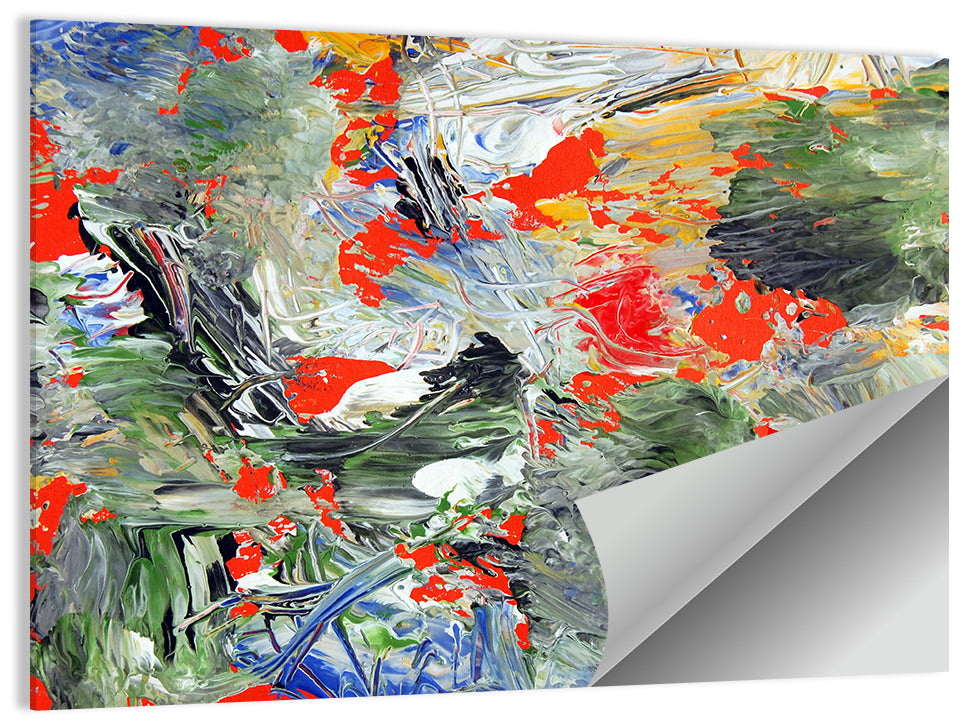 Melting Green Impasto Abstract Wall Art