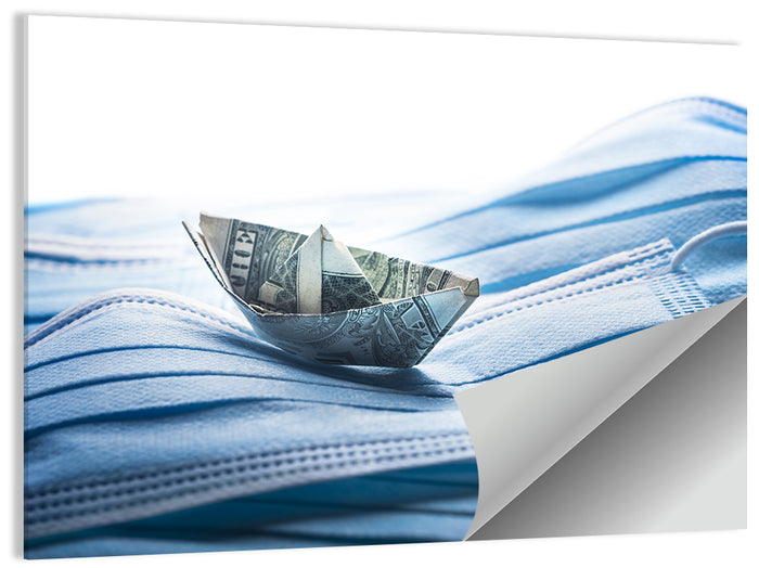 Dollar Boat on Surgical Masks Wall Art as a poster print