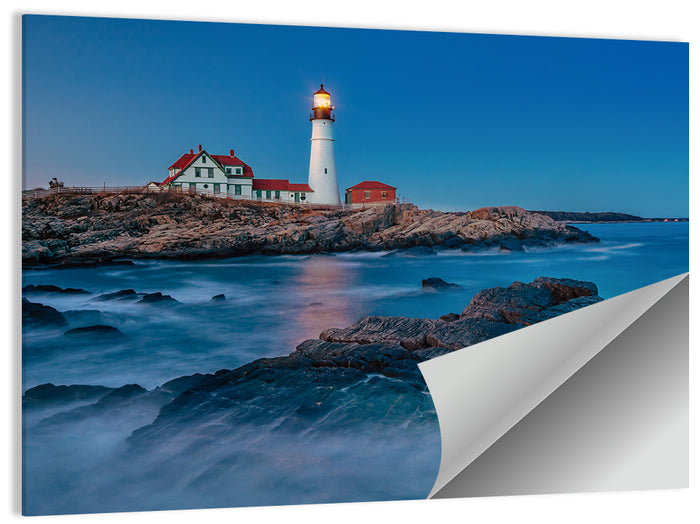 Portland Head Light at Dusk Wall Art as a poster print