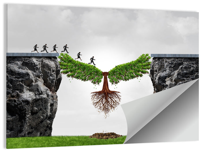 Winged Tree Over Chasm Wall Art as a poster print