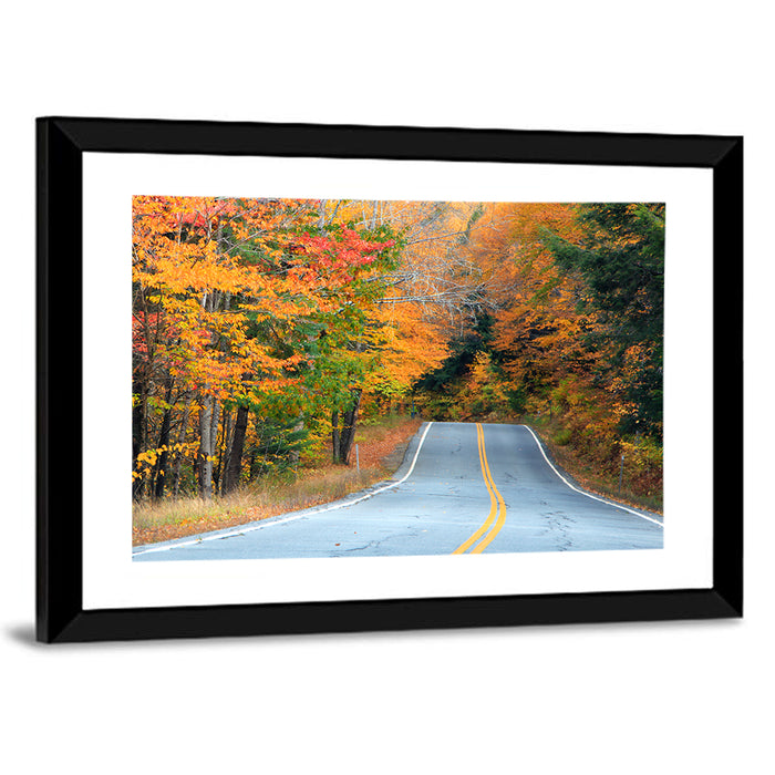 Autumn Road in New Hampshire Wall Art as a framed print