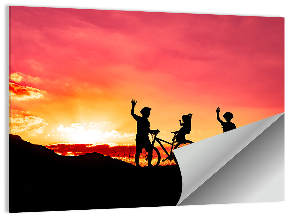 Family Ride at Sunset Wall Art