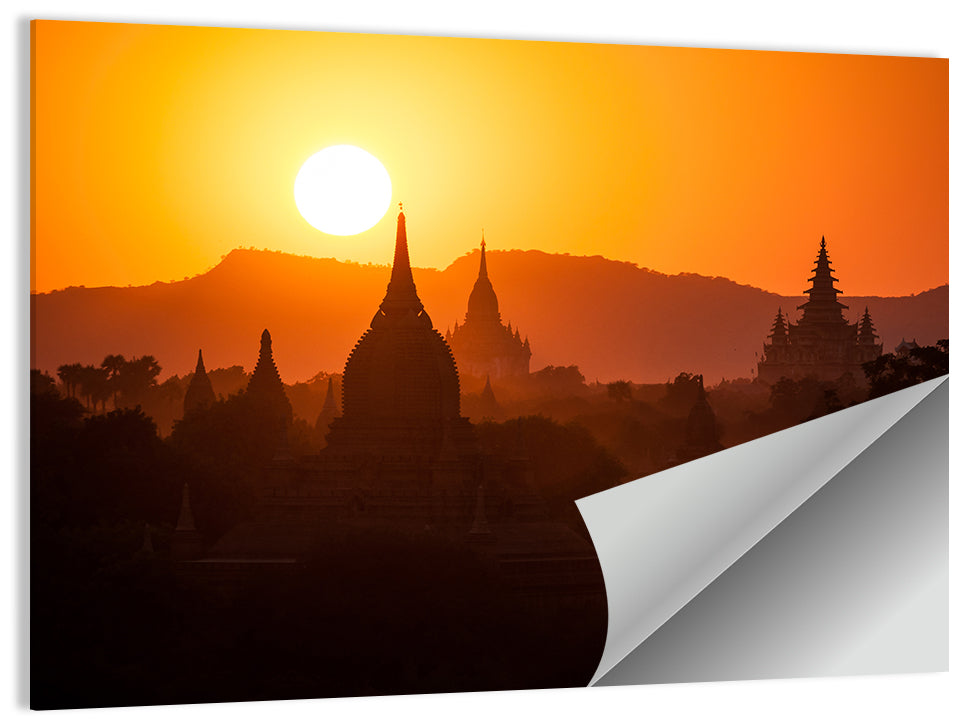 Bagan Pagodas at Sunset Wall Art
