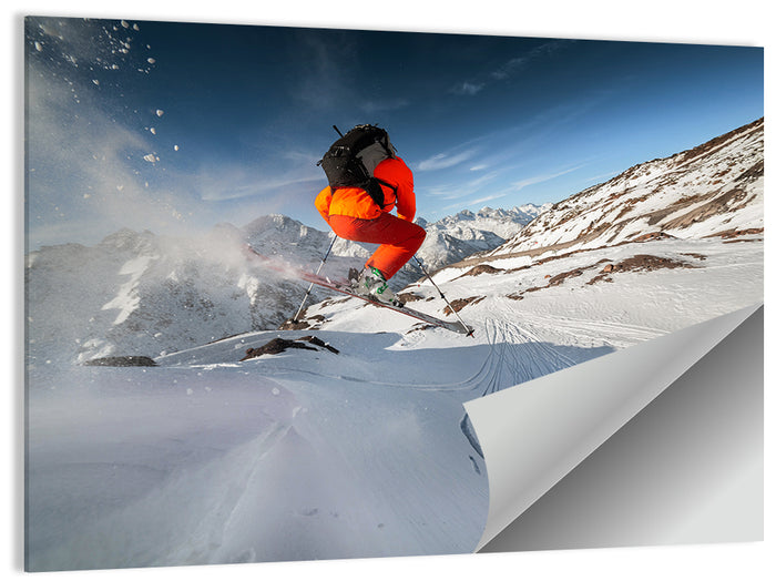 Skier Mid-air Jump Wall Art as a poster print