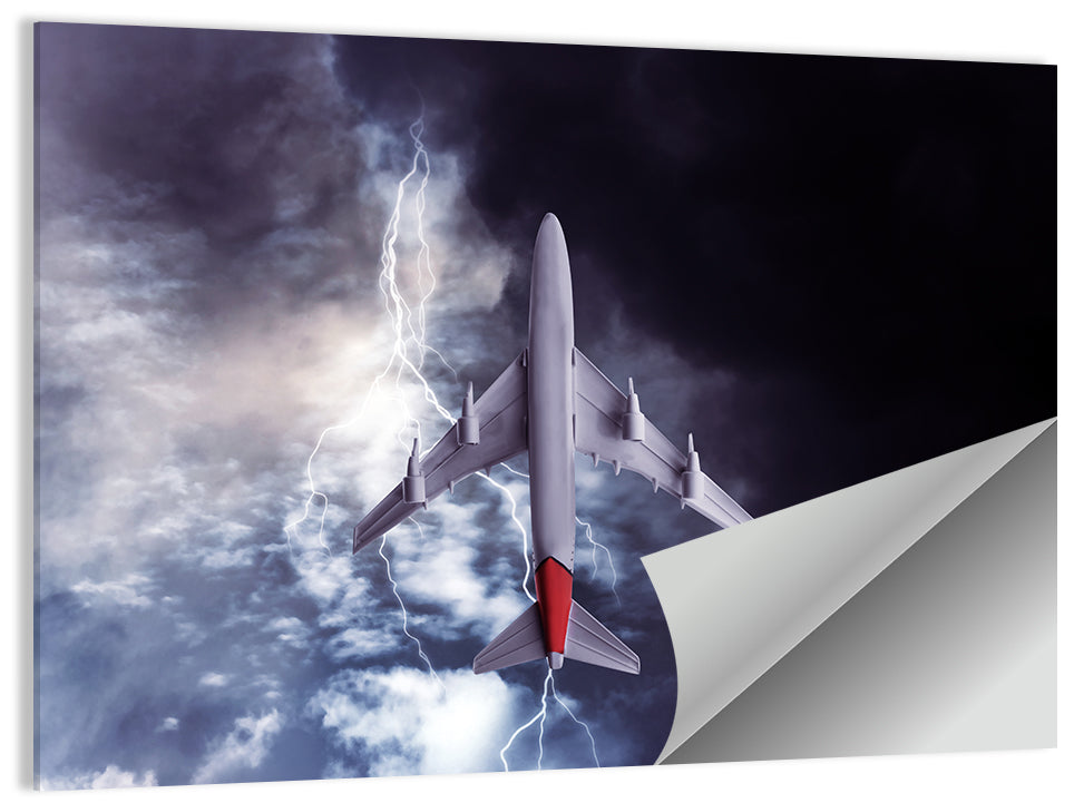 Red-tailed Airplane in Storm Wall Art