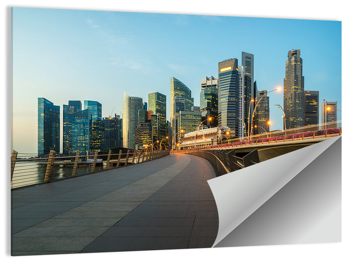 Singapore Business District Skyline Wall Art as a poster print