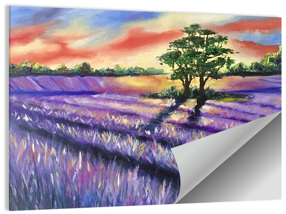 Lavender Field at Sunset Wall Art