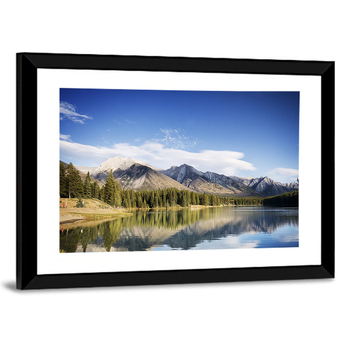 Minnewanka Lake Reflection Wall Art as a framed print
