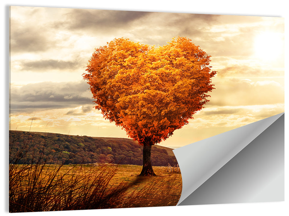 Heart Shaped Tree at Sunset Wall Art