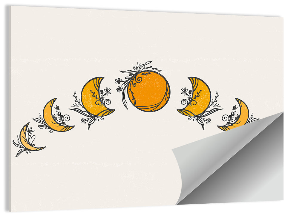 Lunar Phases Floral Arc Wall Art