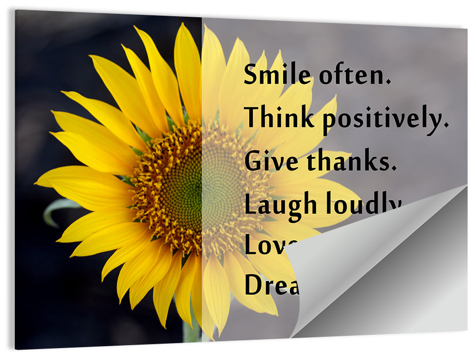 Sunflower Smile Typography Wall Art