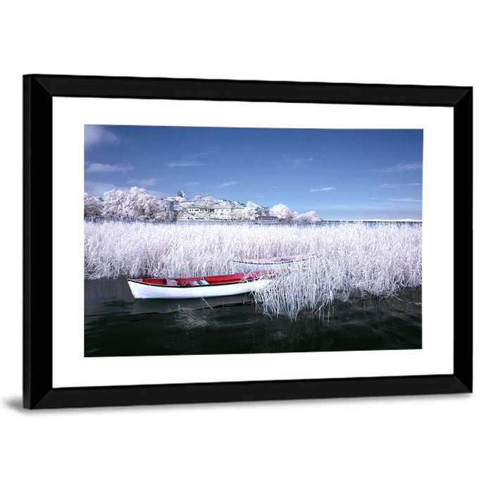 Golyazi Lake Winter Scene Wall Art as a framed print