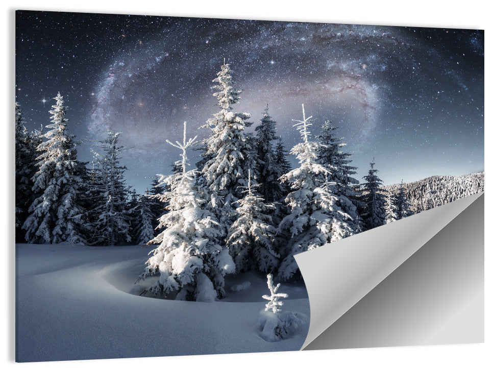 Milky Way Winter Forest Wall Art