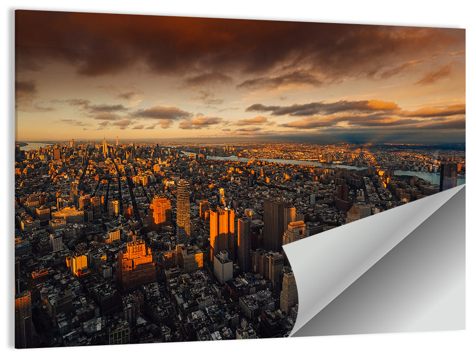 South Manhattan Sunset Skyline Wall Art