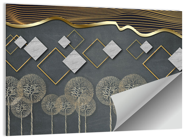 Gray and Gold Dandelion Wall Art as a poster print