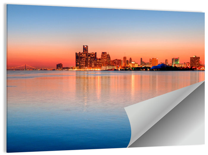 Detroit Golden Hour Skyline Wall Art as a poster print