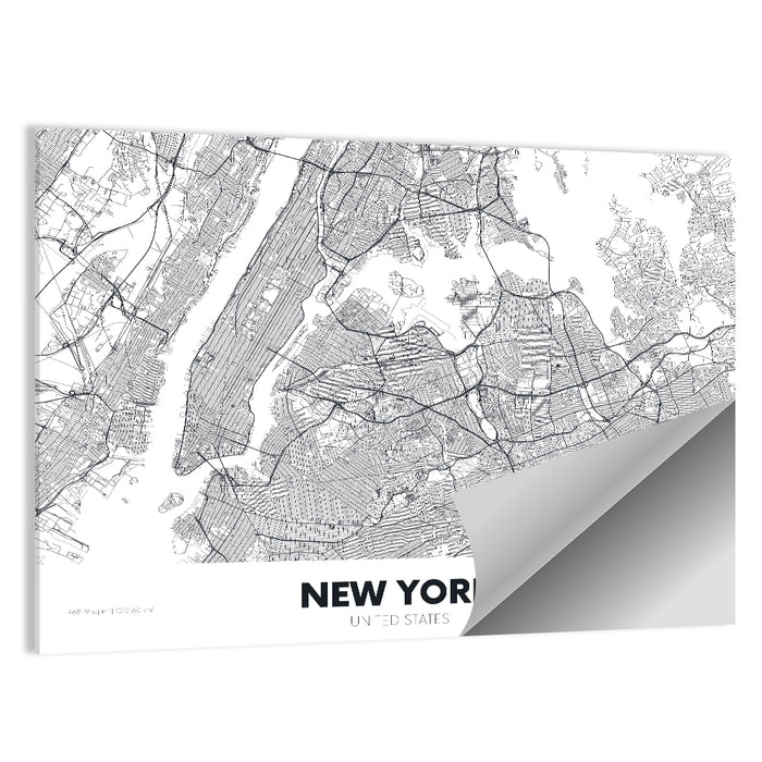 New York Street Grid Map Wall Art as a poster print