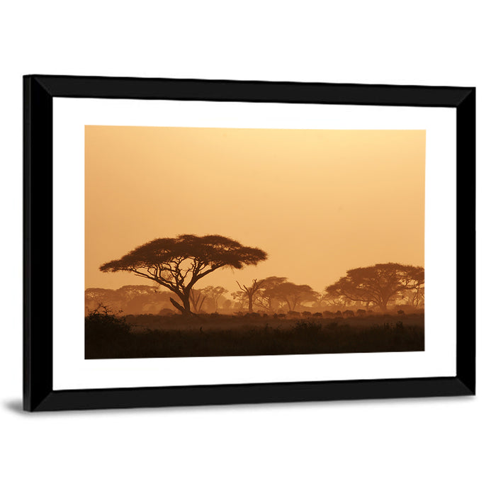 Amboseli Savanna Sunset Wall Art as a framed print