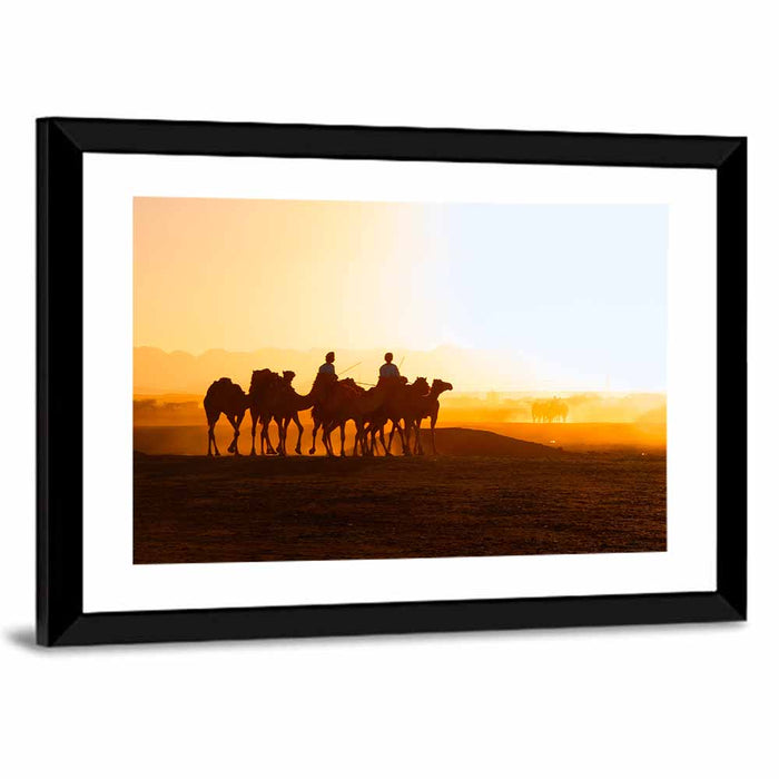 Omani Camel Riders Wall Art as a framed print