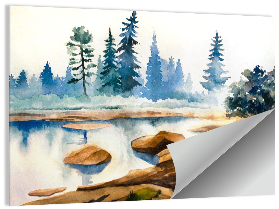 Misty Pine Stream Wall Art