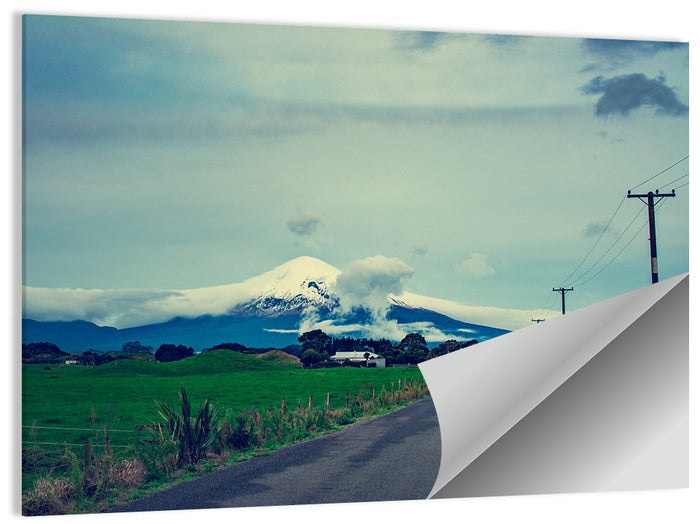 Empty Road to Mount Taranaki Wall Art as a poster print