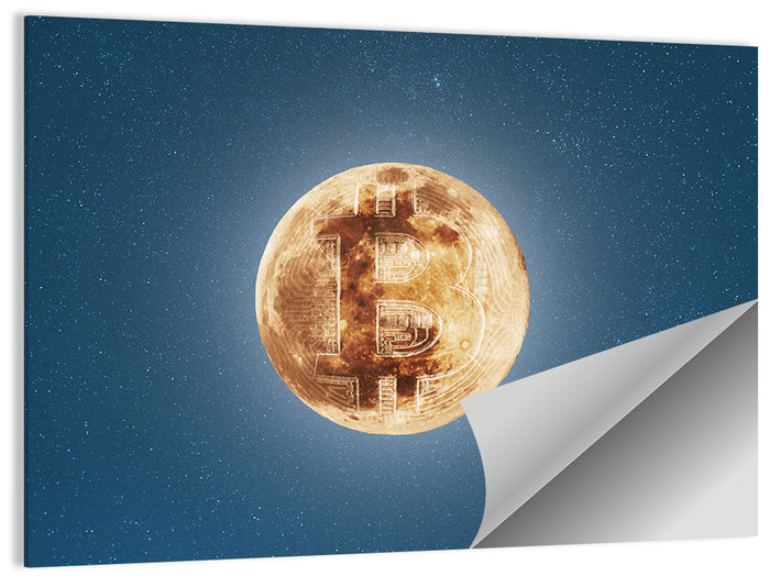 Bitcoin Circuit Moon Wall Art as a poster print