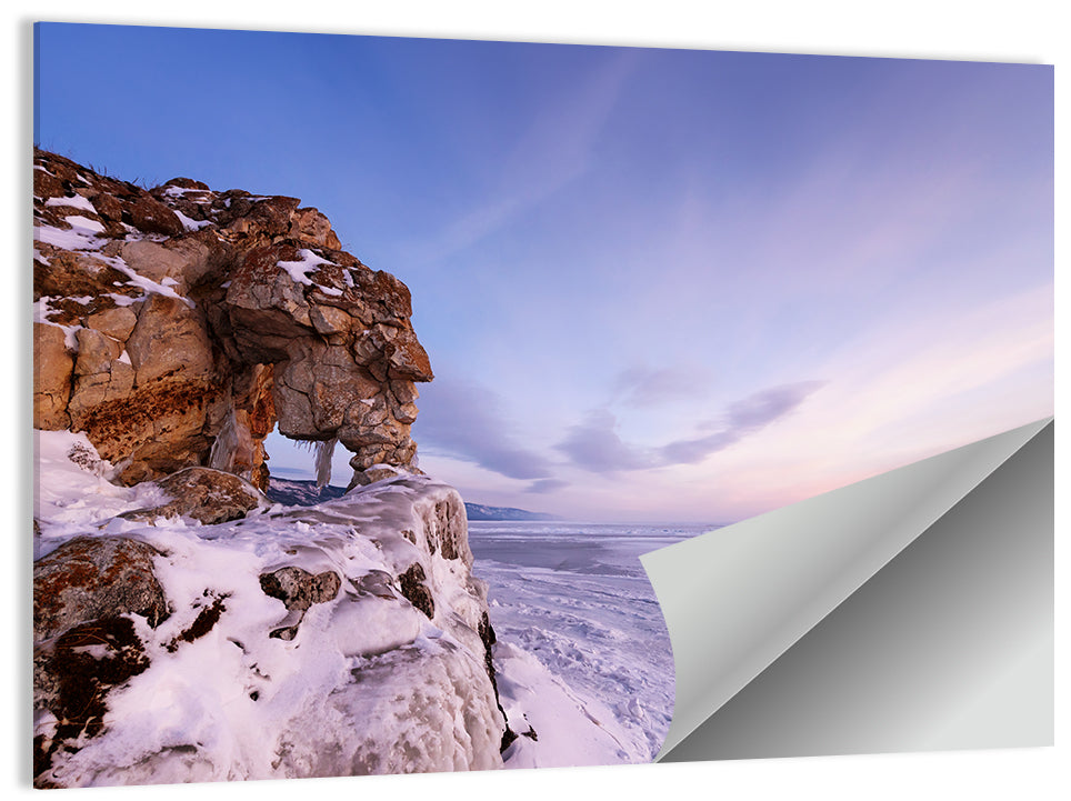 Lake Baikal Rock Arch at Winter Twilight Wall Art