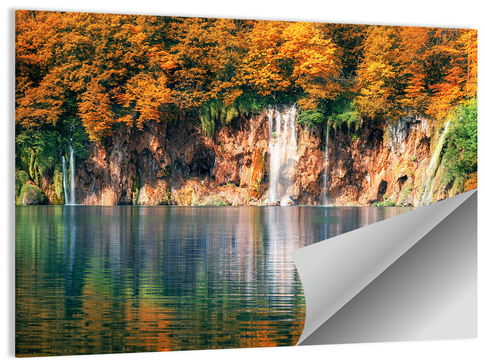 Autumn Reflections at Plitvice Lakes Wall Art