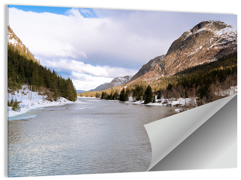 Grungevatn Winter River and Lake Wall Art