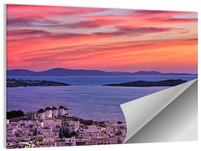 Mykonos Windmills at Sunset Wall Art as a poster print
