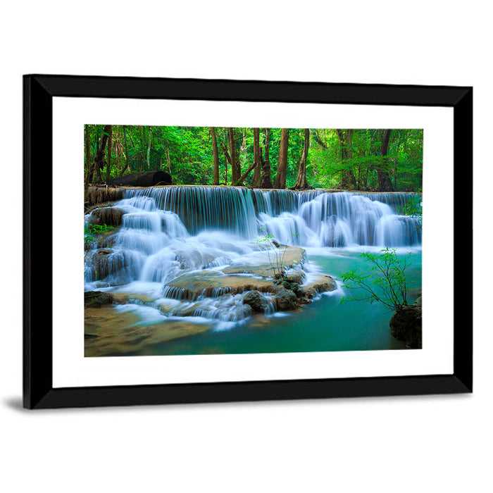 Huay Ma Khamin Erawan Waterfall Wall Art as a framed print
