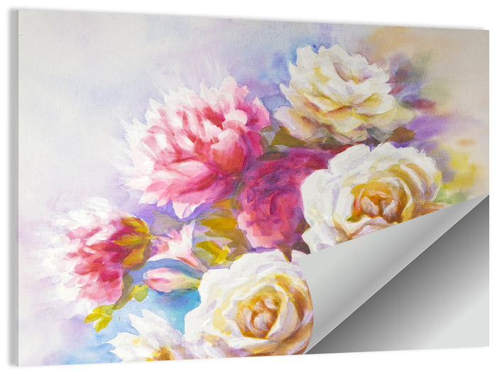 Watercolor Peony Bouquet Wall Art as a poster print