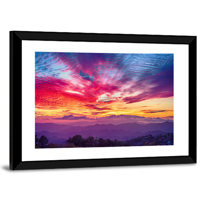 Golden Dusk Cloud Mountains Wall Art as a framed print