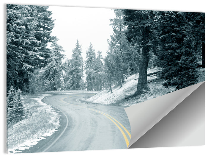 Winding Snowy Highway Wall Art as a poster print