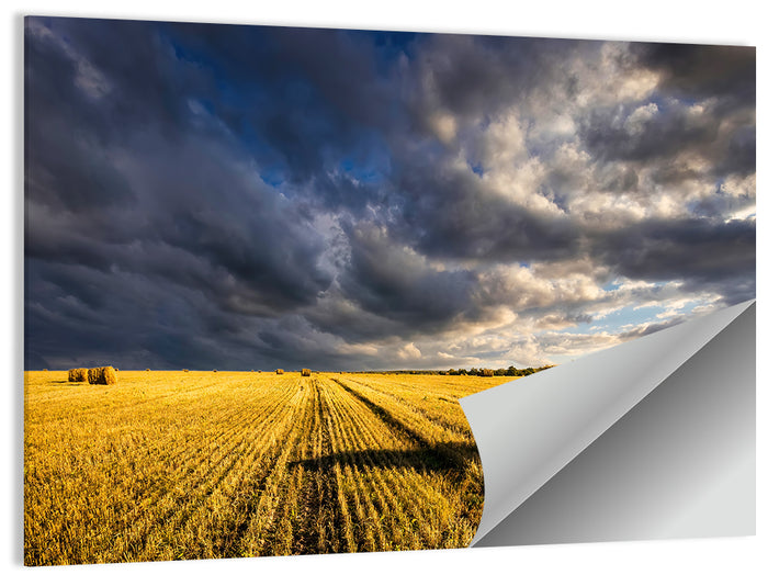 Hay Bale at Golden Hour Wall Art as a poster print